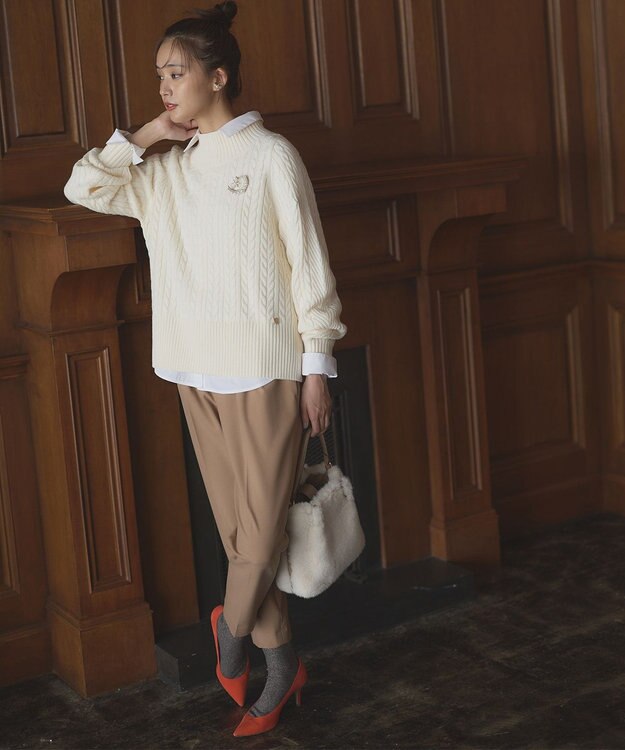 組曲 バルキーケーブル ニット アイボリー系