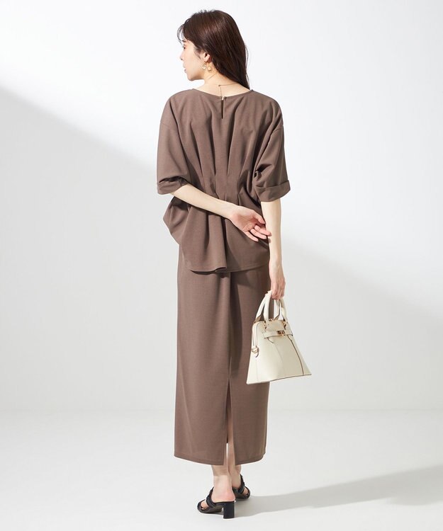 ANY SIS S 【前後着用・UVケア・洗える】2WAYジョーゼットジャージードルマン カットソー モカ