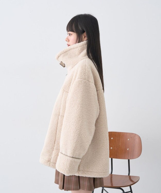 earth music&ecology ボアZIPブルゾン Ivory