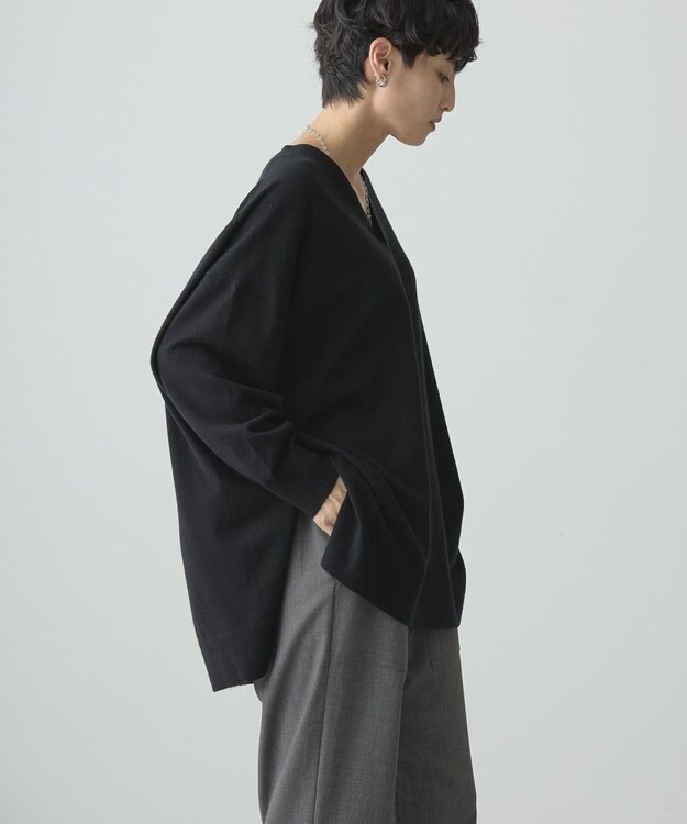 AMERICAN HOLIC バイパチＶネックロングニットプルオーバー Black