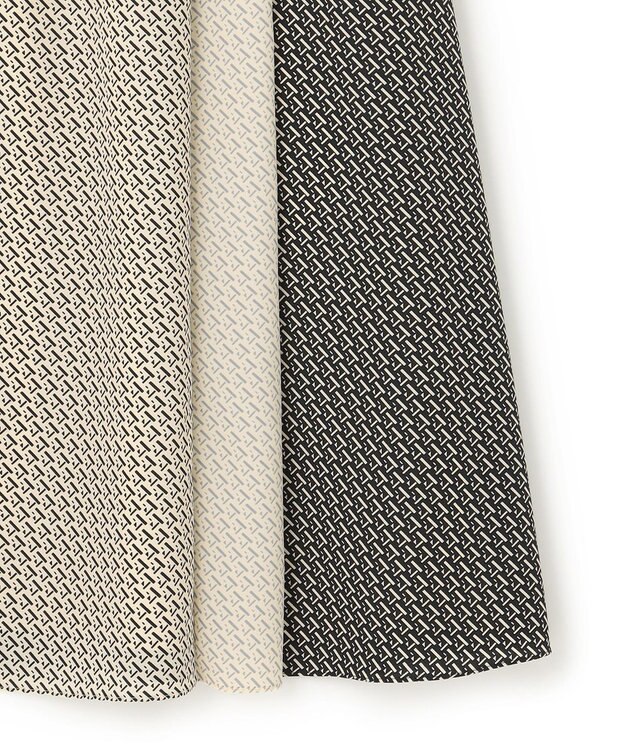 23区 【洗える】ジオメトリックパネルプリント スカート ブラック系