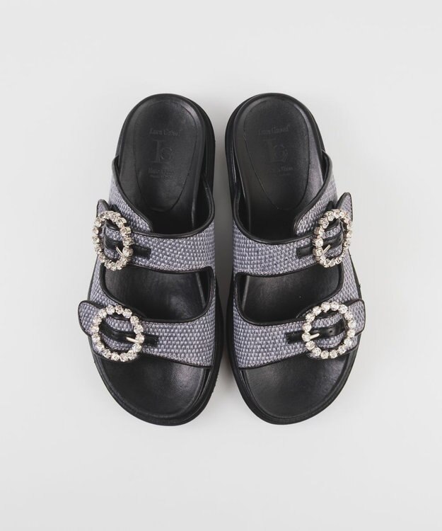 BONTRE 【LucaGrossi/ルカグロッシ】ビジュー厚底ラフィアサンダル/ L116S-VS ブラック