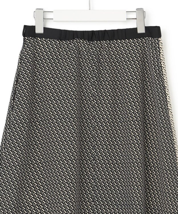 23区 【洗える】ジオメトリックパネルプリント スカート ブラック系