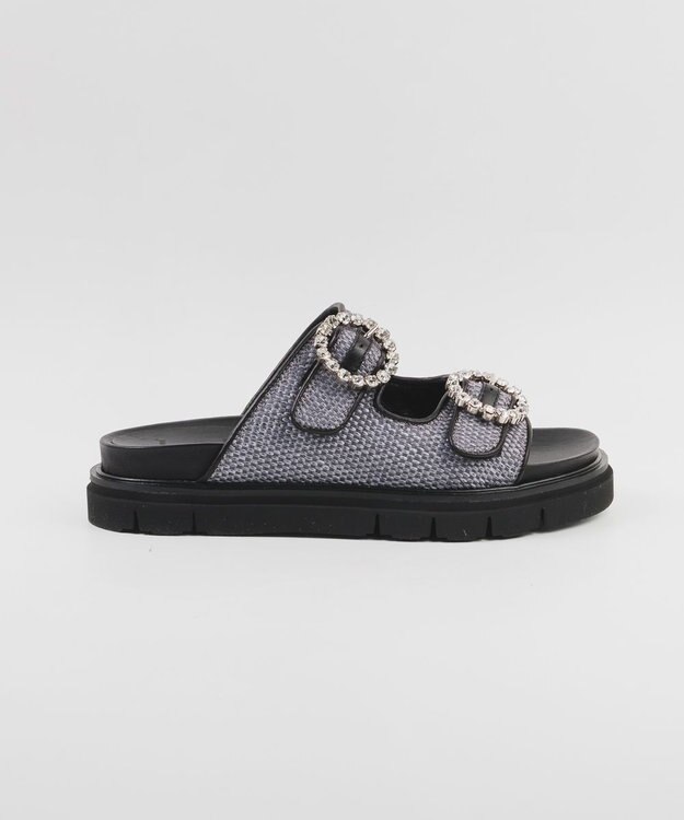 BONTRE 【LucaGrossi/ルカグロッシ】ビジュー厚底ラフィアサンダル/ L116S-VS ブラック