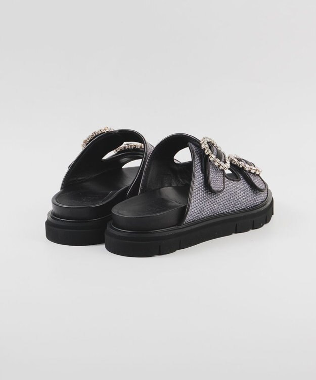 BONTRE 【LucaGrossi/ルカグロッシ】ビジュー厚底ラフィアサンダル/ L116S-VS ブラック