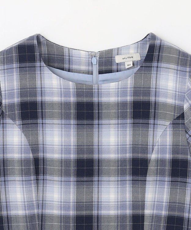 ANY KIDS ジャケット付き チェック ワンピース ネイビー