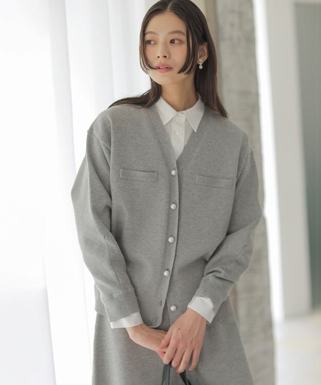 組曲 スウェットニット カーディガン ライトグレー系