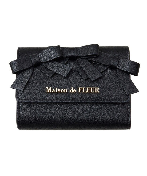Maison de FLEUR ガーリーリボンウォレット Black