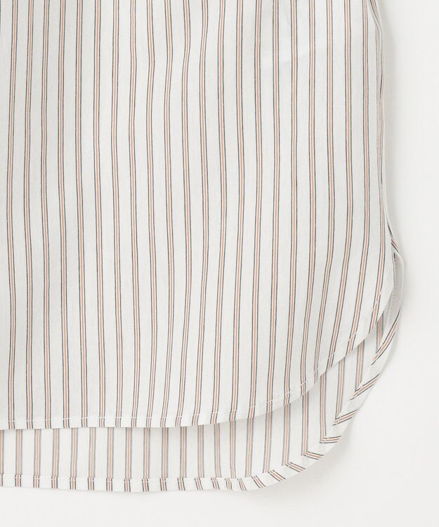 J.PRESS LADIES L ストライプジャージー フリル襟 カットソー ブラウン系1