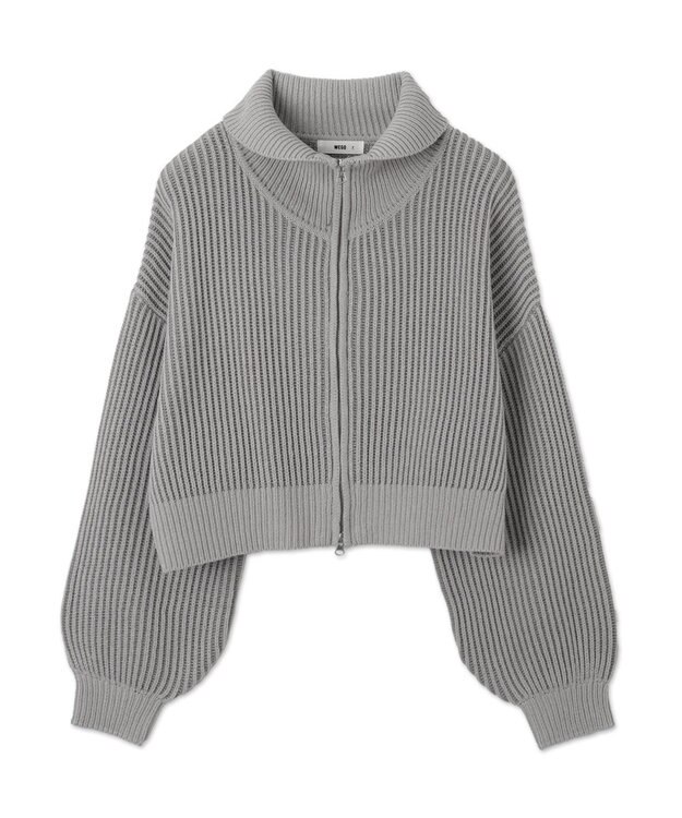 WEGO ダブルジップショートニットブルゾン グレー