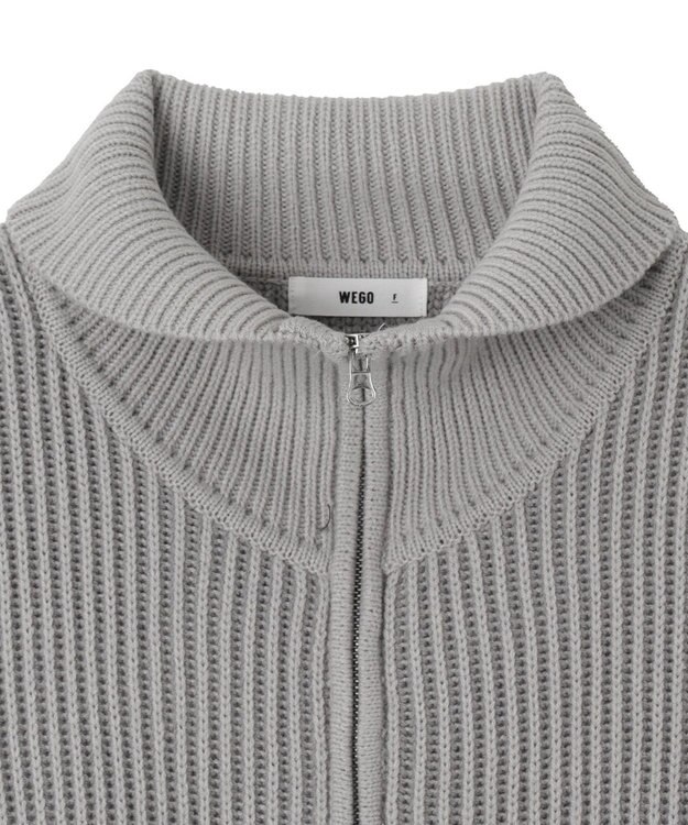WEGO ダブルジップショートニットブルゾン グレー
