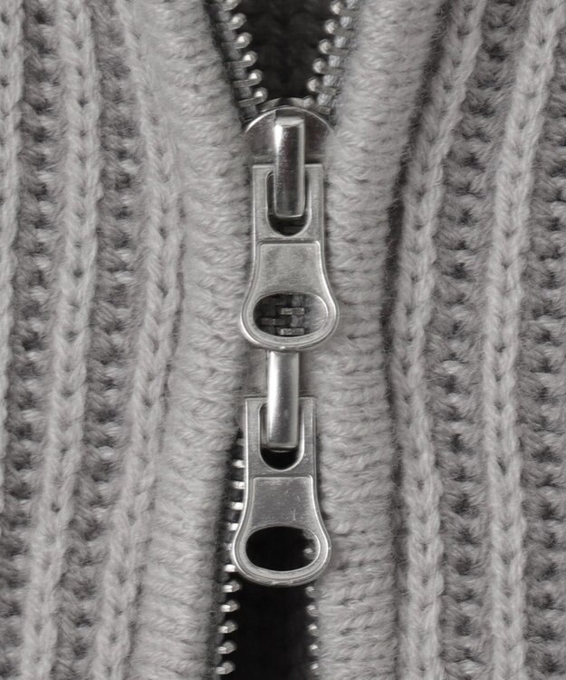 WEGO ダブルジップショートニットブルゾン グレー