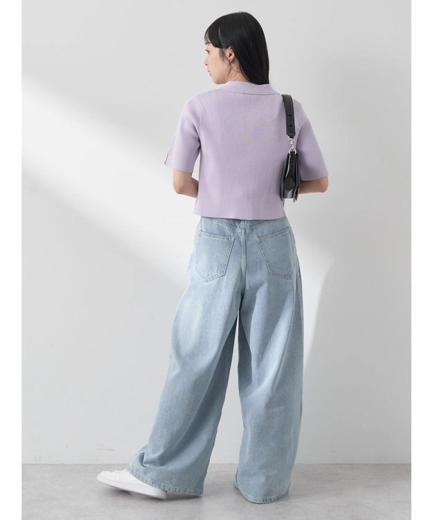 earth music&ecology 衿付きダブルＺＩＰカーディガン Lavender