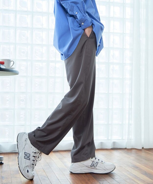 WEGO 【ウエストゴム】TRイージーストレートパンツ ダークグレー