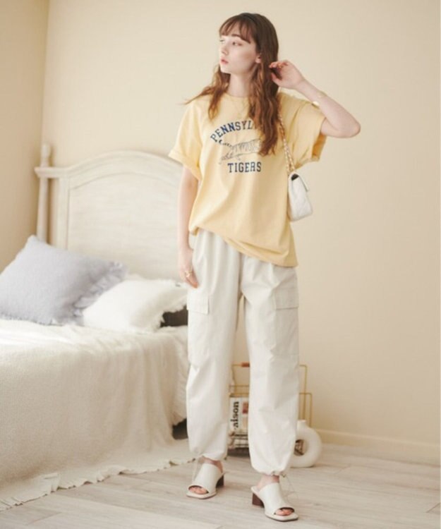 WEGO 【ANGIE VINTAGE】カレッジロゴプリントTee イエロー