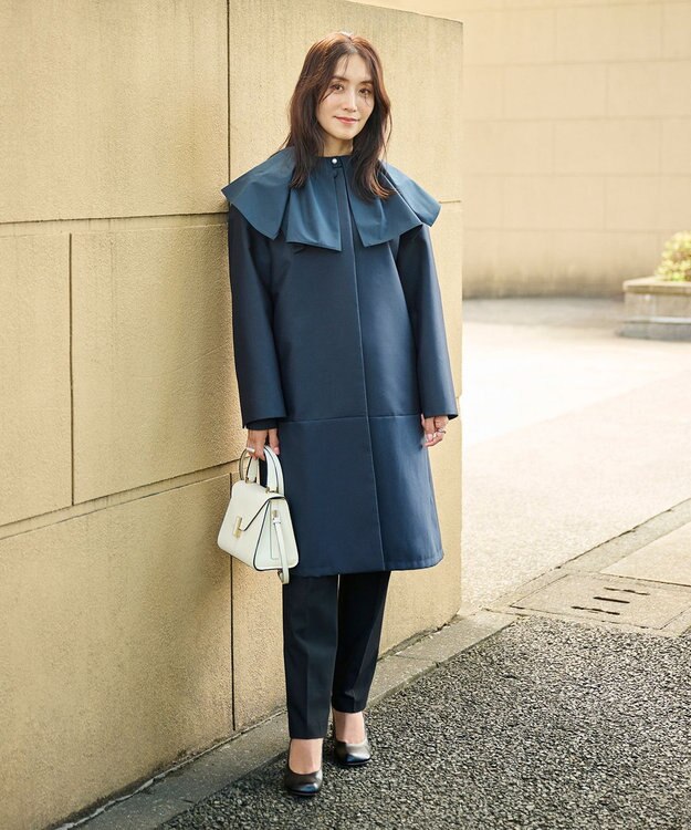 #Newans 【セレモニーにも】2wayタックフレアカラーブラウス ネイビー