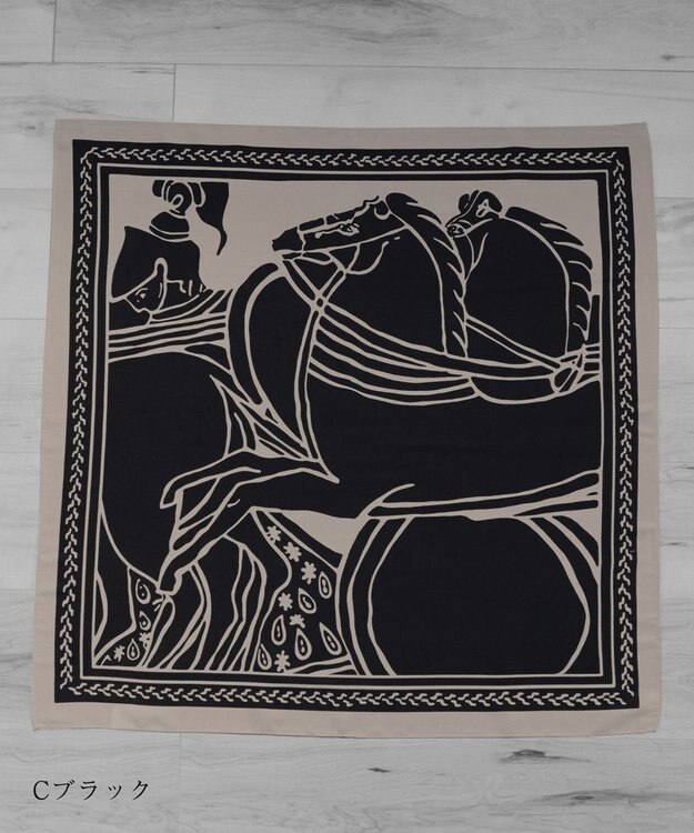 Tiaclasse 【小倉優子さん着用・選べる柄タイプ】大判スカーフ Cブラック