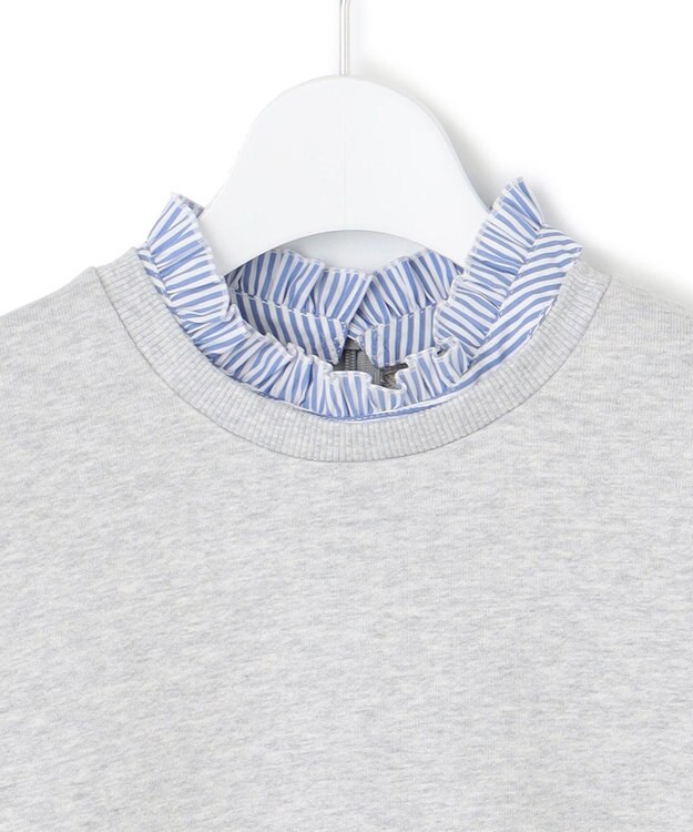 23区 S 【洗える】クリアコットンテリー ストライプフリル スウェット ライトグレー系