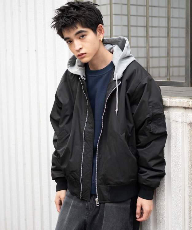 WEGO 【ユニセックス着用ITEM】パテッドフードMA－1 ブラック