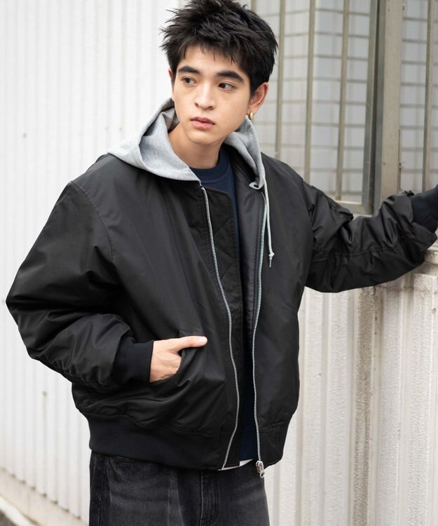 WEGO 【ユニセックス着用ITEM】パテッドフードMA－1 ブラック