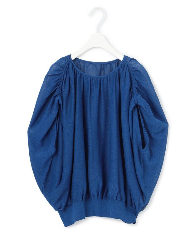 ICB L 【洗える】アセテートペーパーハイゲージ プルオーバーニット アゲートブルー系