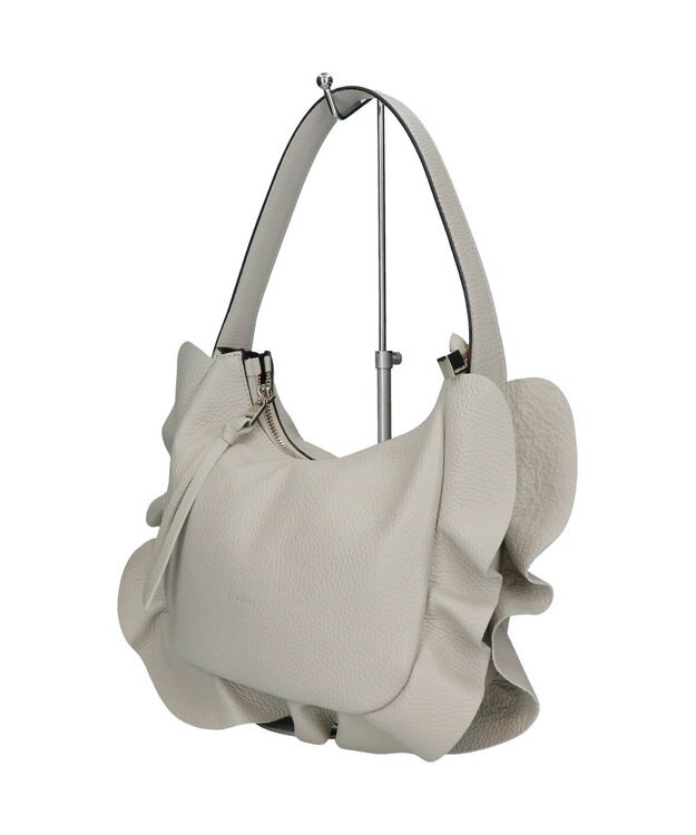 INTER-CHAUSSURES 【RIPANI】サイドフリルホーボーバッグ・ミディ ライトグレー