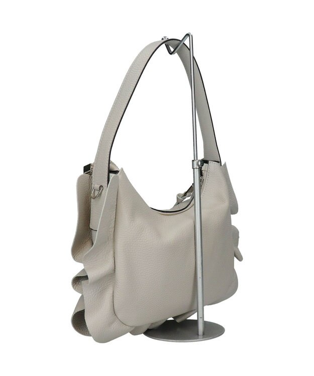 INTER-CHAUSSURES 【RIPANI】サイドフリルホーボーバッグ・ミディ ライトグレー