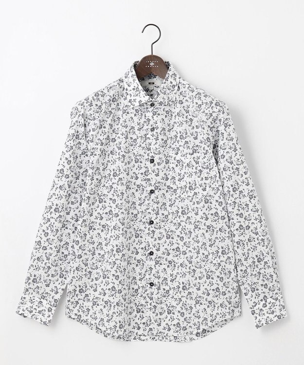 JOSEPH ABBOUD 【洗える】フラワーモチーフストレッチ シャツ ホワイト系5