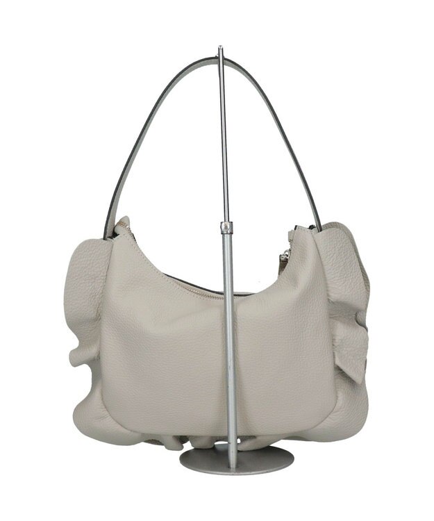 INTER-CHAUSSURES 【RIPANI】サイドフリルホーボーバッグ・ミディ ライトグレー