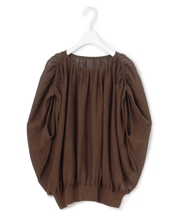 ICB L 【洗える】アセテートペーパーハイゲージ プルオーバーニット チョコレートブラウン系