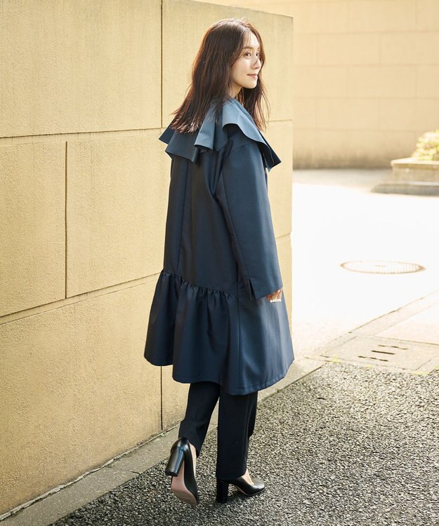 #Newans 【セレモニーにも】2wayタックフレアカラーブラウス ネイビー