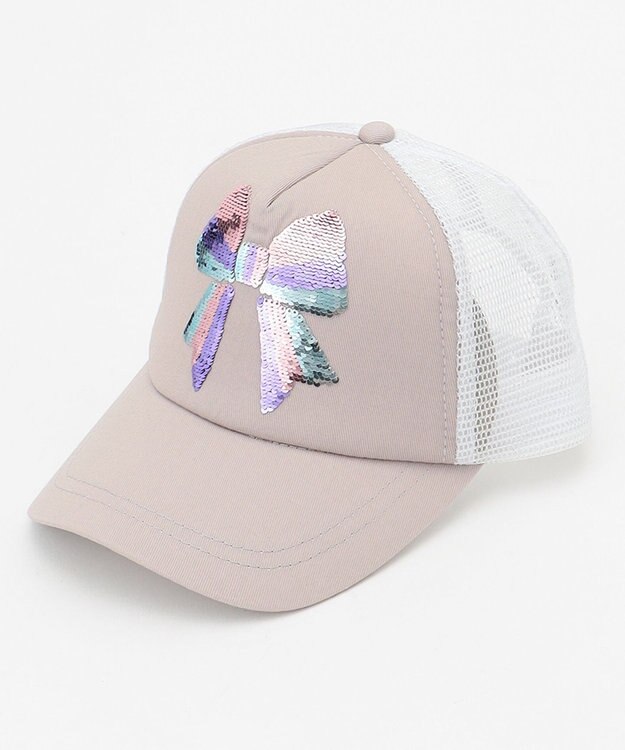 ANY KIDS ミラクルスパンコールメッシュキャップ ベージュ×リボン