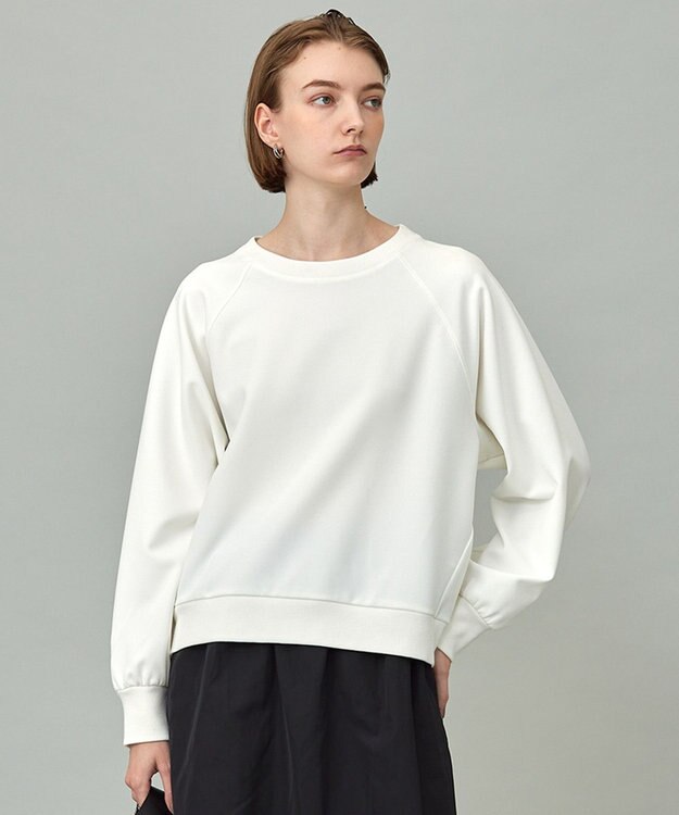 ICB L 【洗える】ジョーゼットジャージー  ドルマンスリーブプルオーバー オフホワイト系