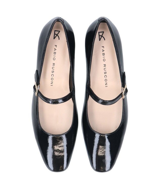 INTER-CHAUSSURES 【FABIO RUSCONI】スクエアトウワンストラップパンプス ブラックコンビ