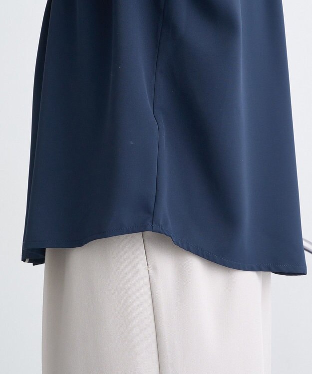 earth music&ecology バイカラータックブラウス Navy