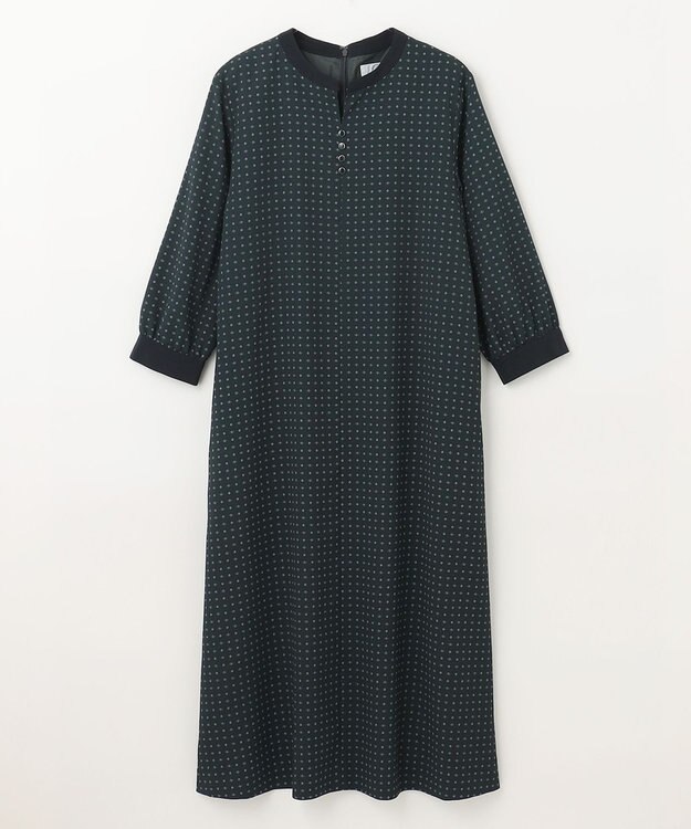 J.PRESS LADIES 【洗える】シュリンクデシン ジオメトリックプリント ワンピース ダークグリーン系5