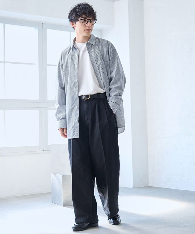 WEGO 【ウエストゴム】スーパーバギーデニムスラックス ブラック