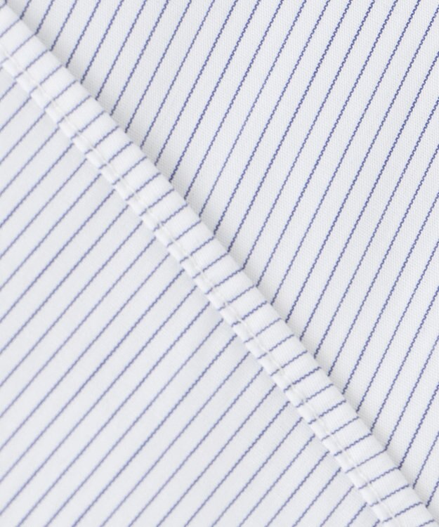 23区 L 【洗える】コットンポプリン スタンドカラー ブラウス ホワイトストライプ