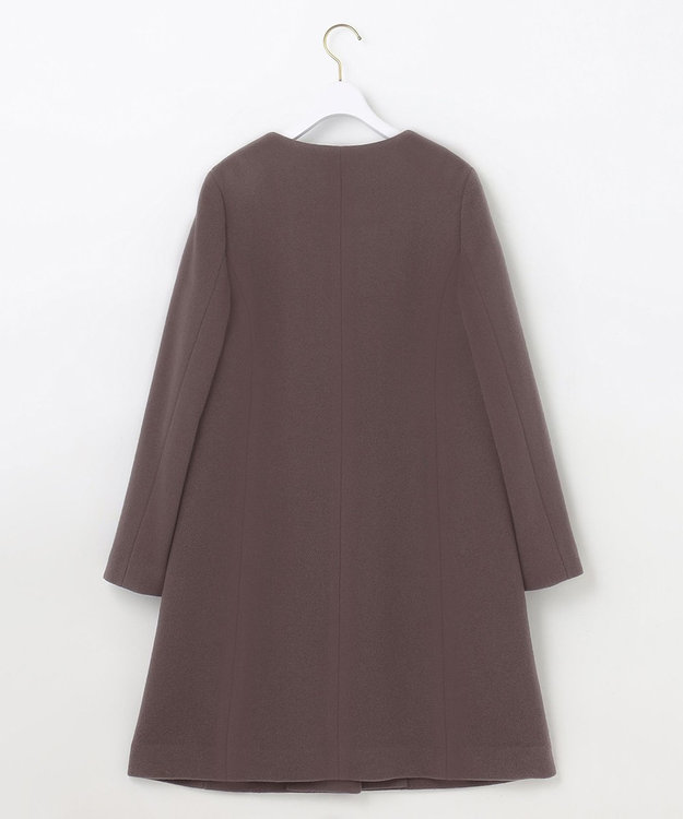 ANY SIS ファインウールモッサ ノーカラーコート ブラウン