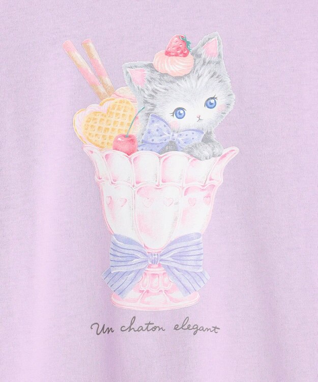 ANY KIDS アニマルモチーフ長袖Tシャツ ラベンダー×ねこ