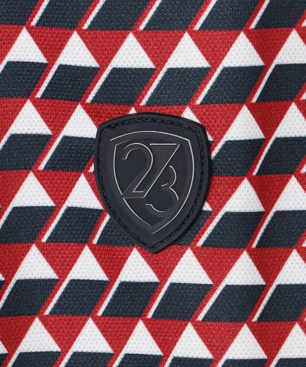 23区GOLF 【MEN】フラッグ総柄ポロシャツ レッド系5