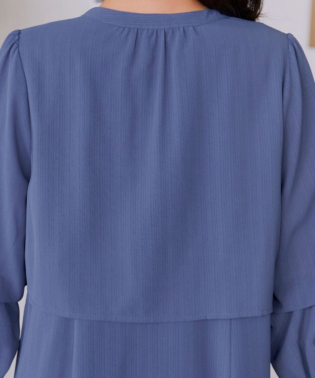 Tiaclasse つまみタック袖ワンピース ブルー