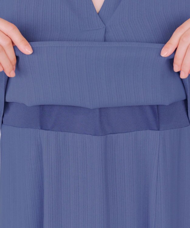 Tiaclasse つまみタック袖ワンピース ブルー