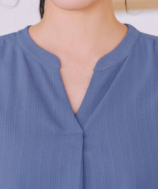 Tiaclasse つまみタック袖ワンピース ブルー