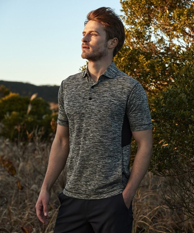 JOSEPH ABBOUD MOUNTAIN ランダムスラブリップル ポロシャツ グレー系