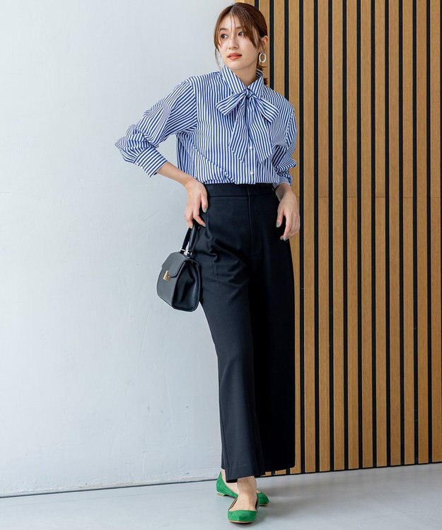 組曲 L 【ボウタイ付き】メッセージシャーティング シャツ ブルー系1