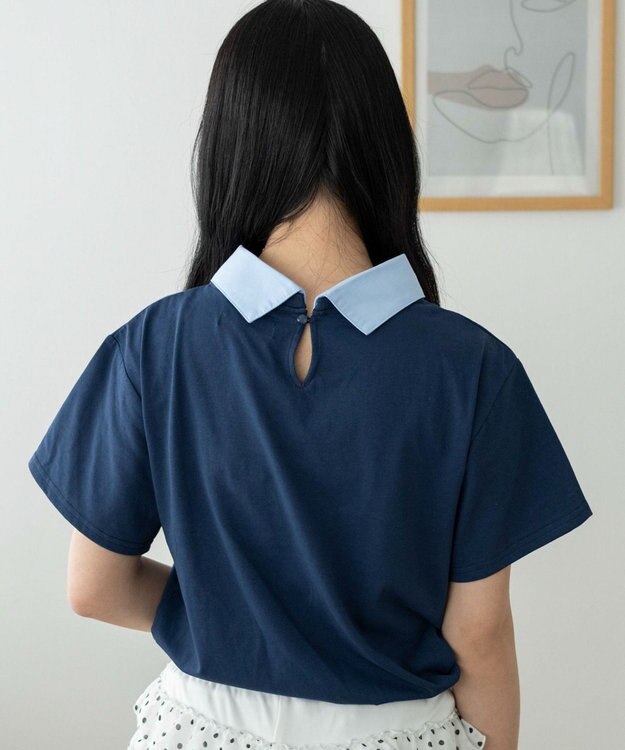 WEGO シャツドッキング刺繍T ネイビー