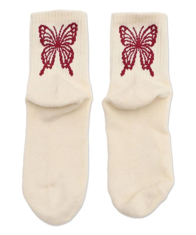 WEGO バックバタフライクルーソックス ホワイトアイボリー