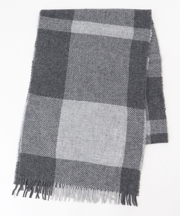 JOSEPH ABBOUD 【イタリア製・カシミヤ混】トーンオントーンチェック ストール ライトグレー系4