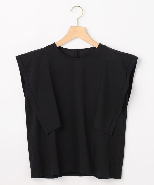組曲 【先行予約】プレーティング天竺 フレアスリーブカットソー ブラック系